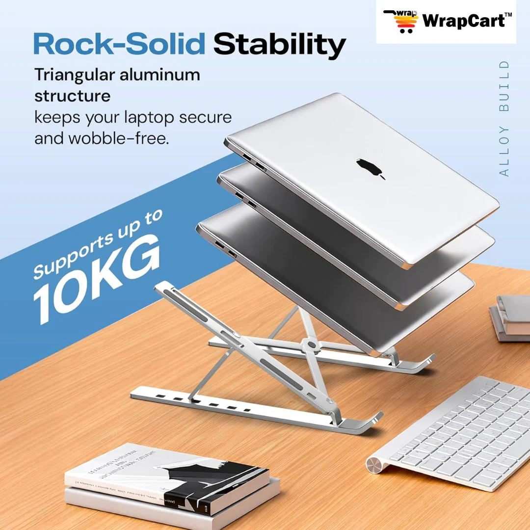6 Angles Adjustable Aluminum Ergonomic Foldable Portable Laptop Riser Stand - Image 4