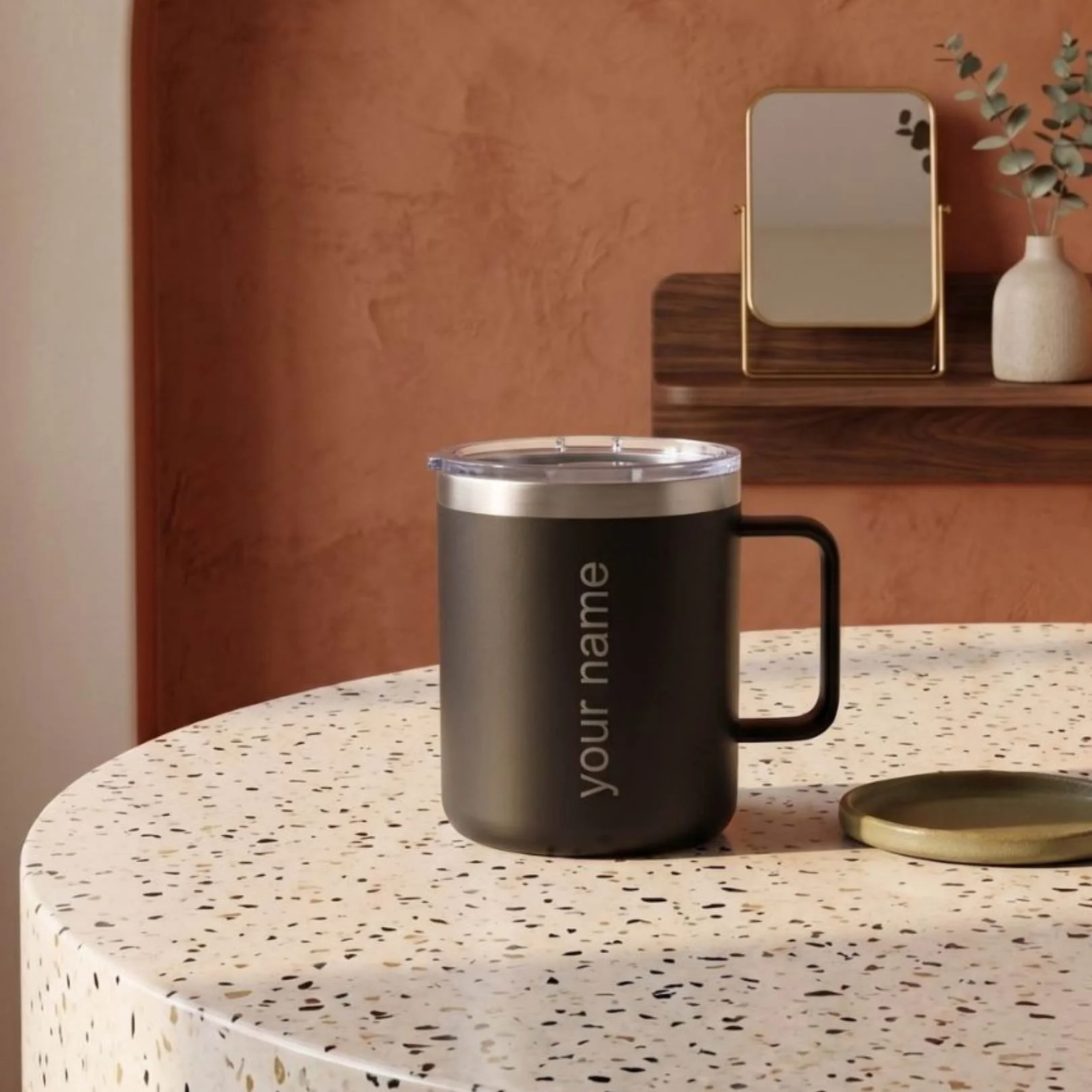 Personalized Black Travel Coffee Mug