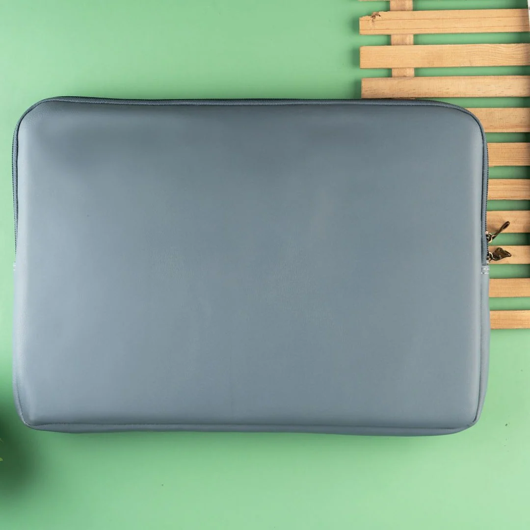 Blue Leather Laptop Sleeve