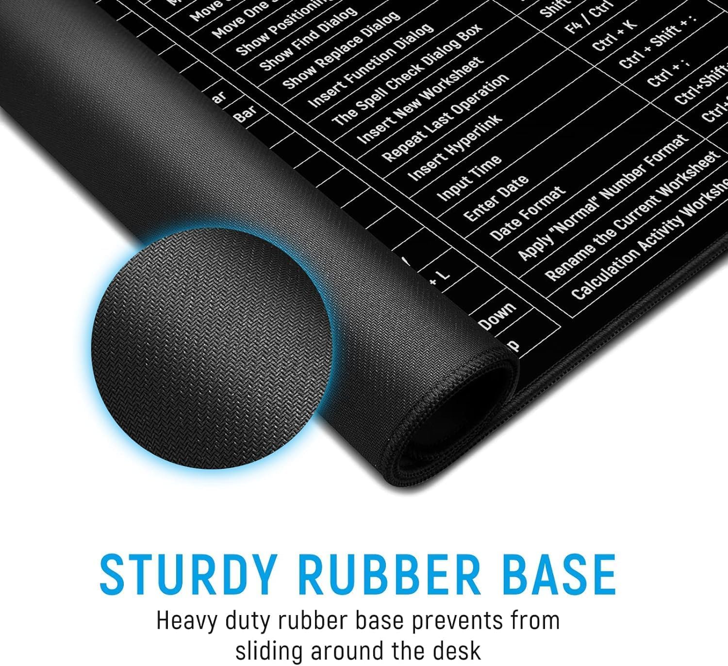 Anti-Slip Desk Pad with Excel Shortcuts - Large Rubber Smooth Desk Mat (80x30cm) - Image 5