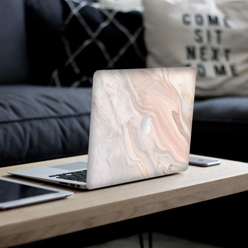 MacBook Classic Peach Marble Laptop Skin - Image 3