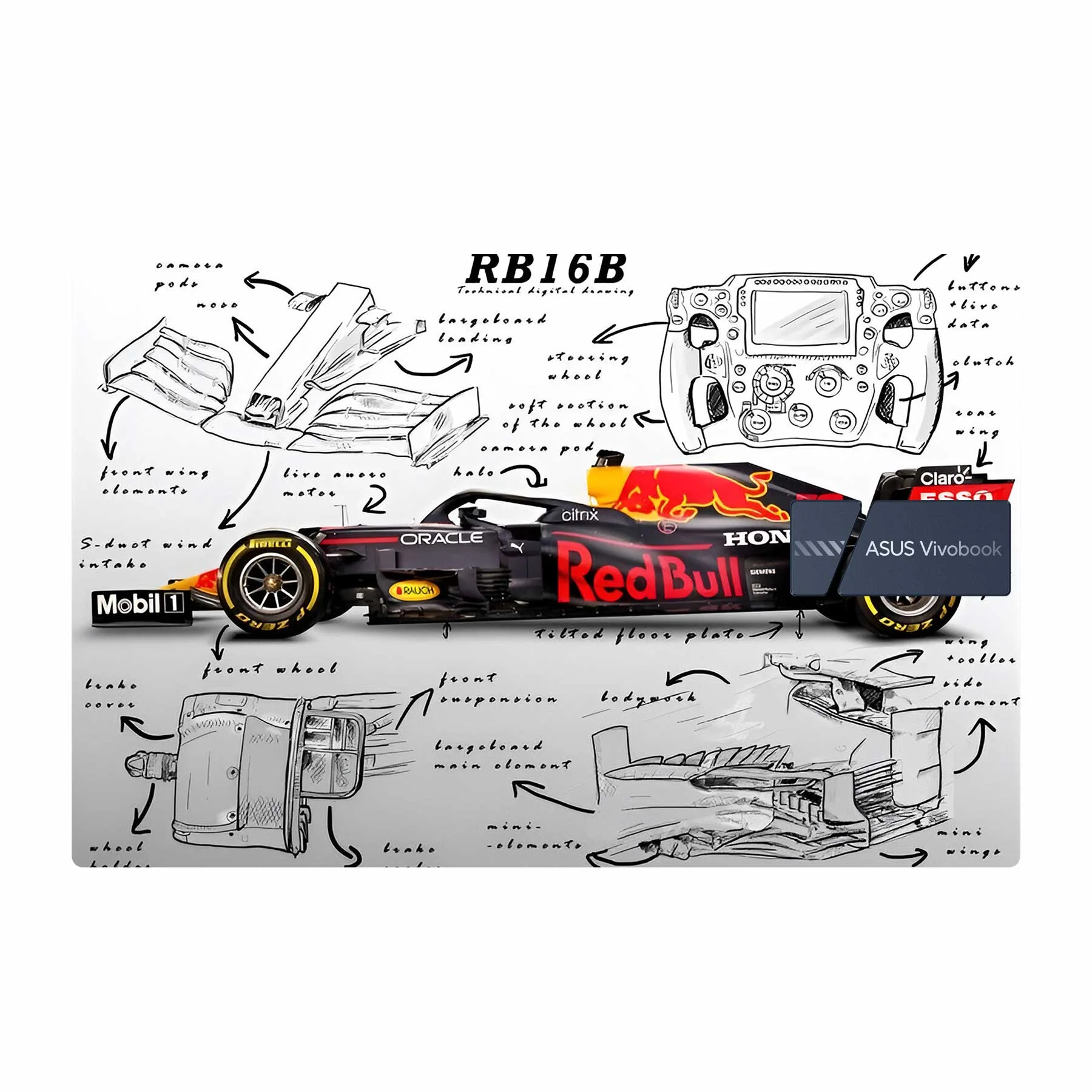 Max First Numbered Redbull Car Asus Vivobook 16X M1603QA Laptop Skin