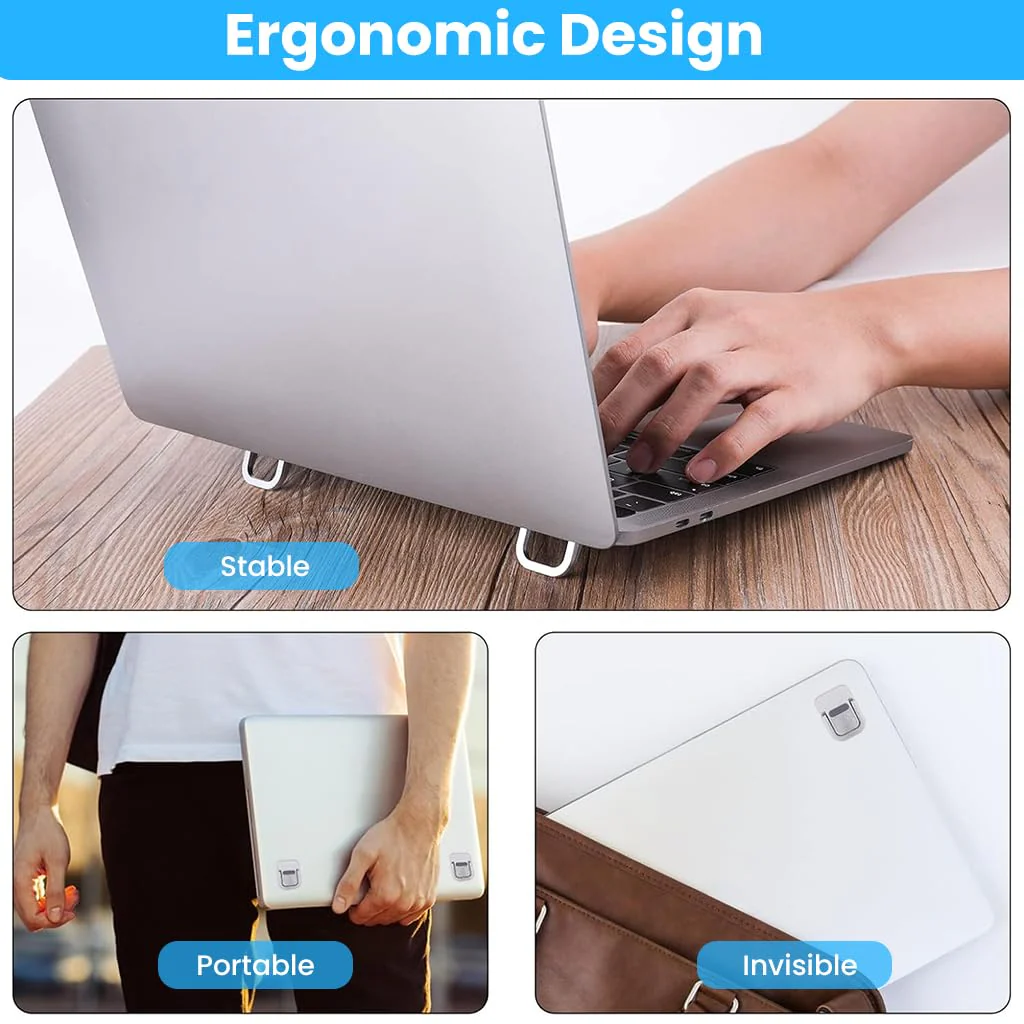 Mini Laptop Riser Stand - 2pc Self-Adhesive Laptop Stand - Image 3