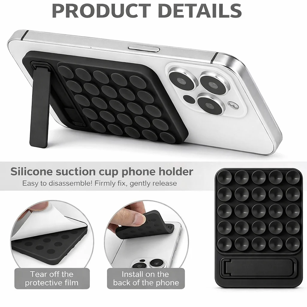 Phone Suction Pad, Non Slip Suction Cup - Phone Mount with Stand - Image 3