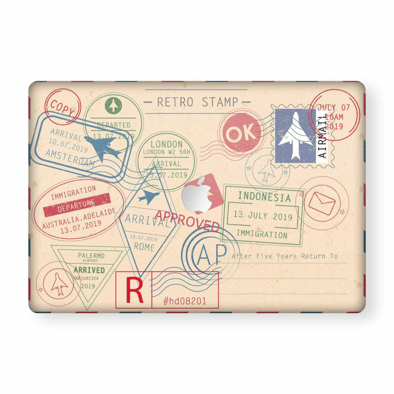 Macbook Retro Stamps Laptop Skins