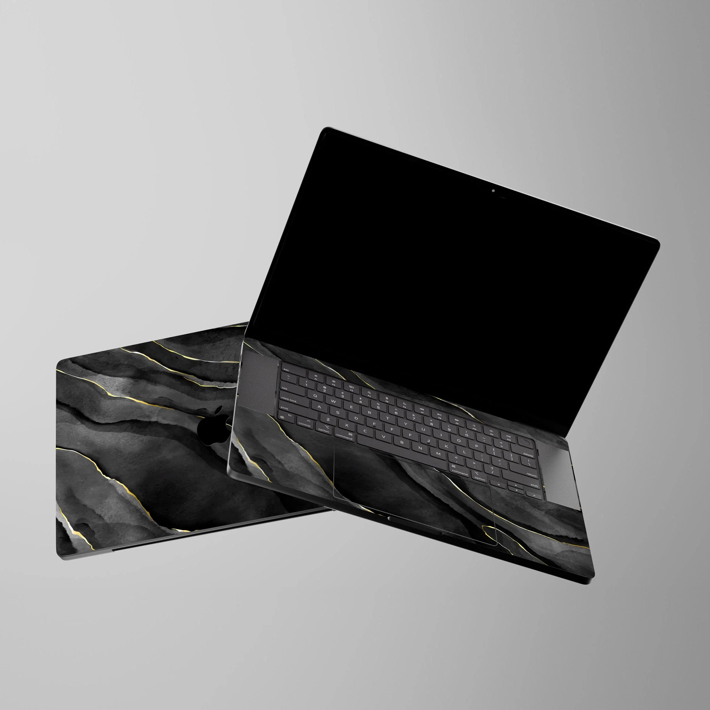 MacBook Royal Black Marble Laptop Skin - Image 2