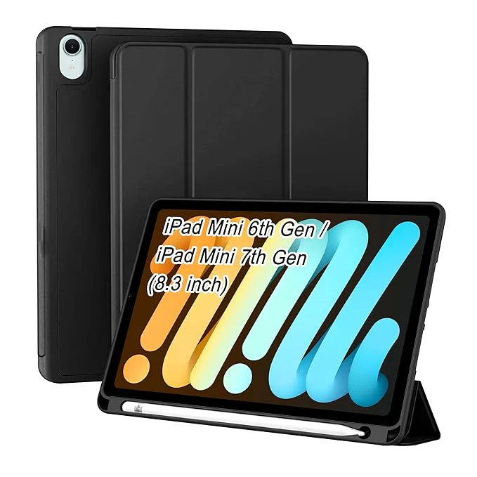 Smart Case for iPad - Tri-Fold Flip Folio Cover | Pencil Holder | Auto Wake-Up/Sleep Mode - Image 3