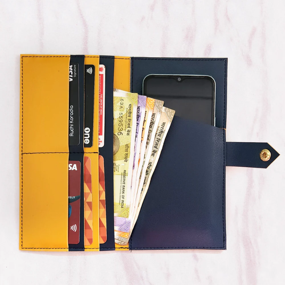 Vegan Leather Travel Wallet - Passport/Boarding Pass/Cards/Mobile Holder - Image 3