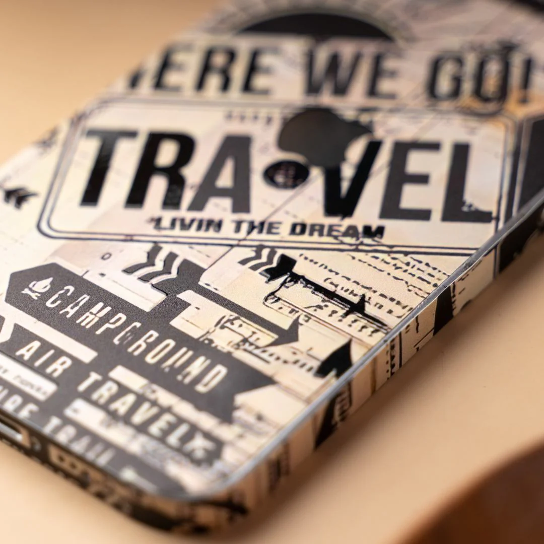 Vintage Travel Stamps Mobile Skin - Image 2