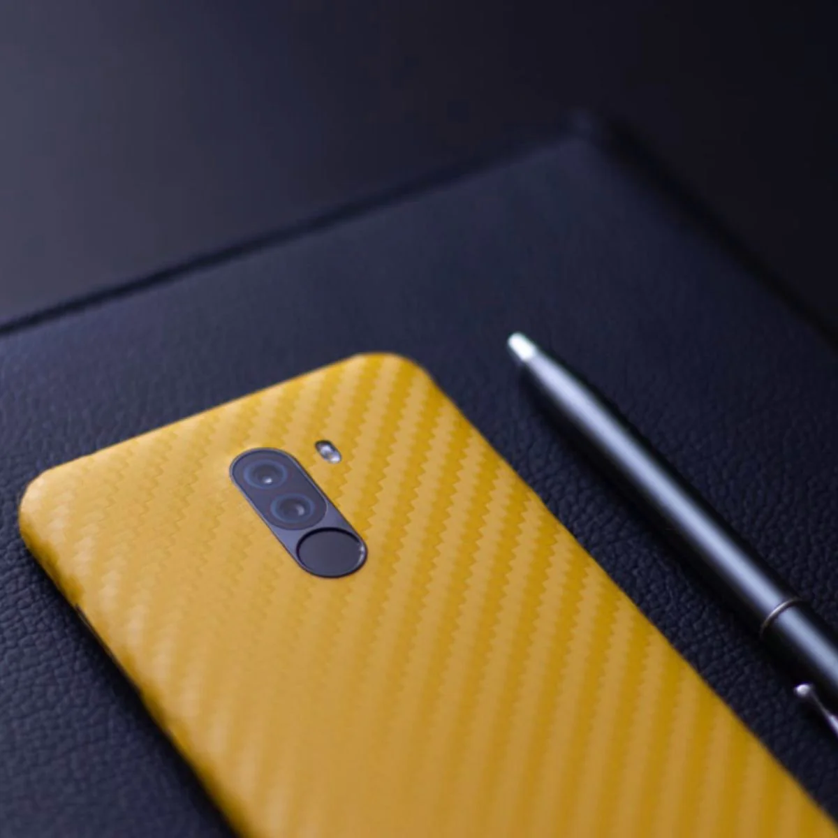 Yellow Carbon Fibre Mobile Skin